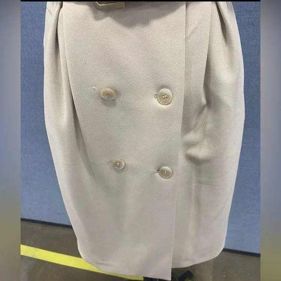 Calvin Klein Ivory Belted Sleeveless Trench Dress Minimalist Office Chic Size 4 - Picture 6 of 11